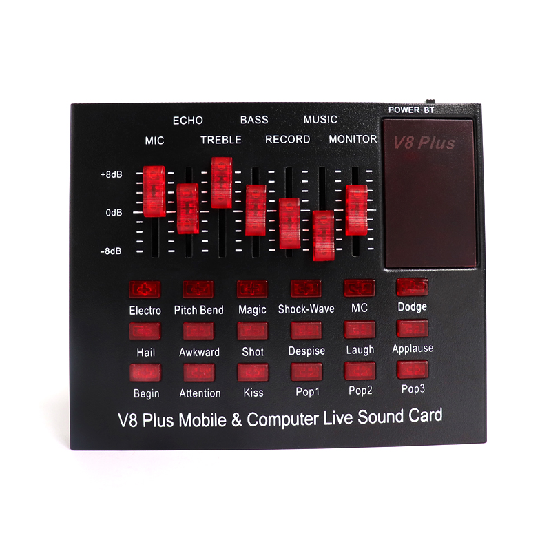 V8 PLUS Audio USB Tarjeta de sonido externa Webcast Stremer Live Schedcast para PC Phone Computer