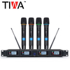 TIWA 4 canales Micrófono inalámbrico UHF profesional con 4 dispositivos portátiles / auriculares / cuello de cisne