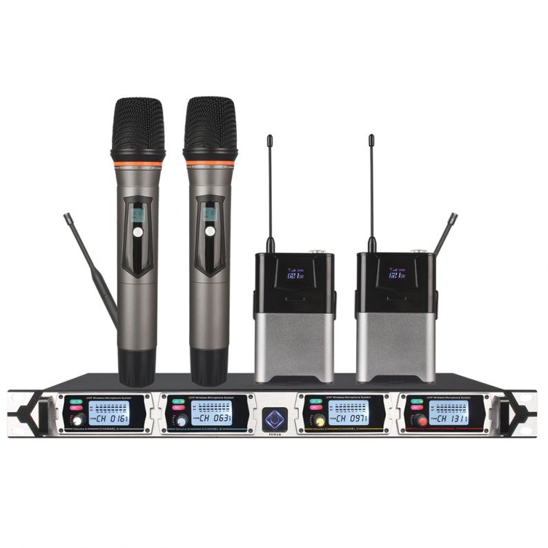 TIWA UHF 4 canales Handheld Wireless Microfone System Cordless Mic Professional para el canto de karaoke